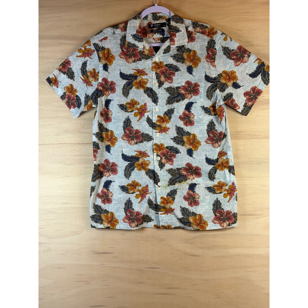 Cremieux Classics Mens Supima Cotton Tropical Hibiscus Floral Camp Shirt Medium